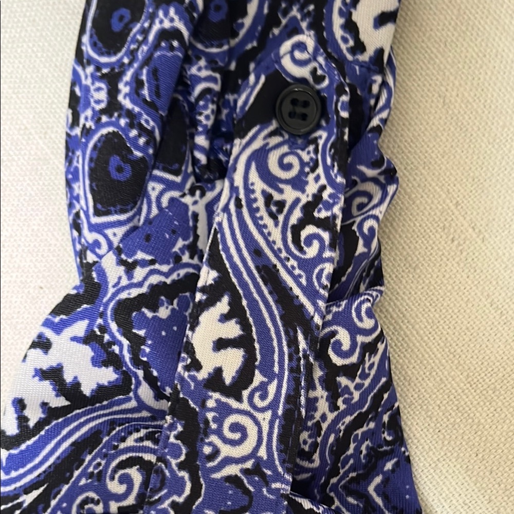 Blue , White and Black Paisley Blouse - Picture 5 of 6